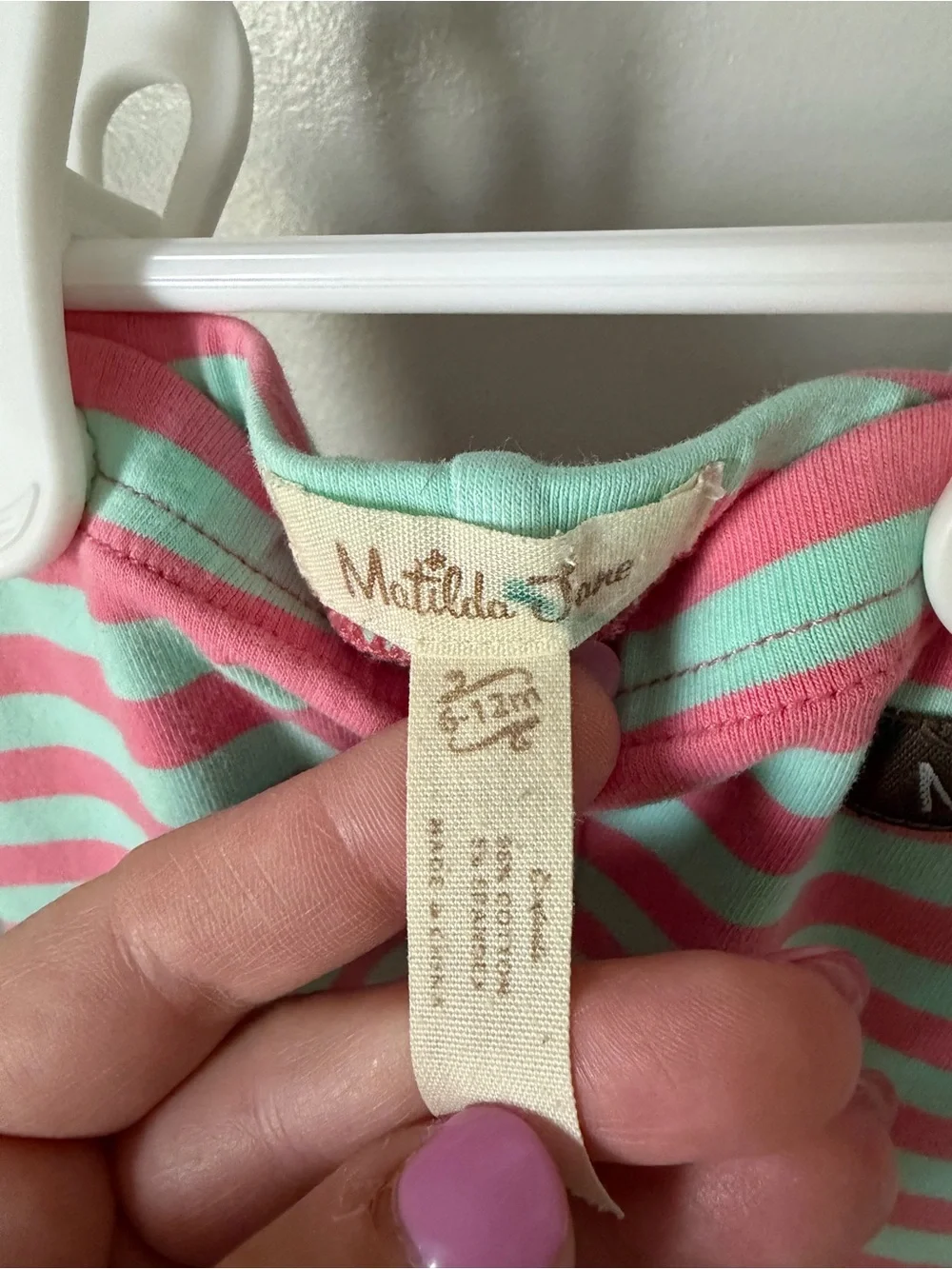 Matilda Jane Girls 6-12M Coral Teal Stripe Ruffle Hem Ankle Leggings Boutique